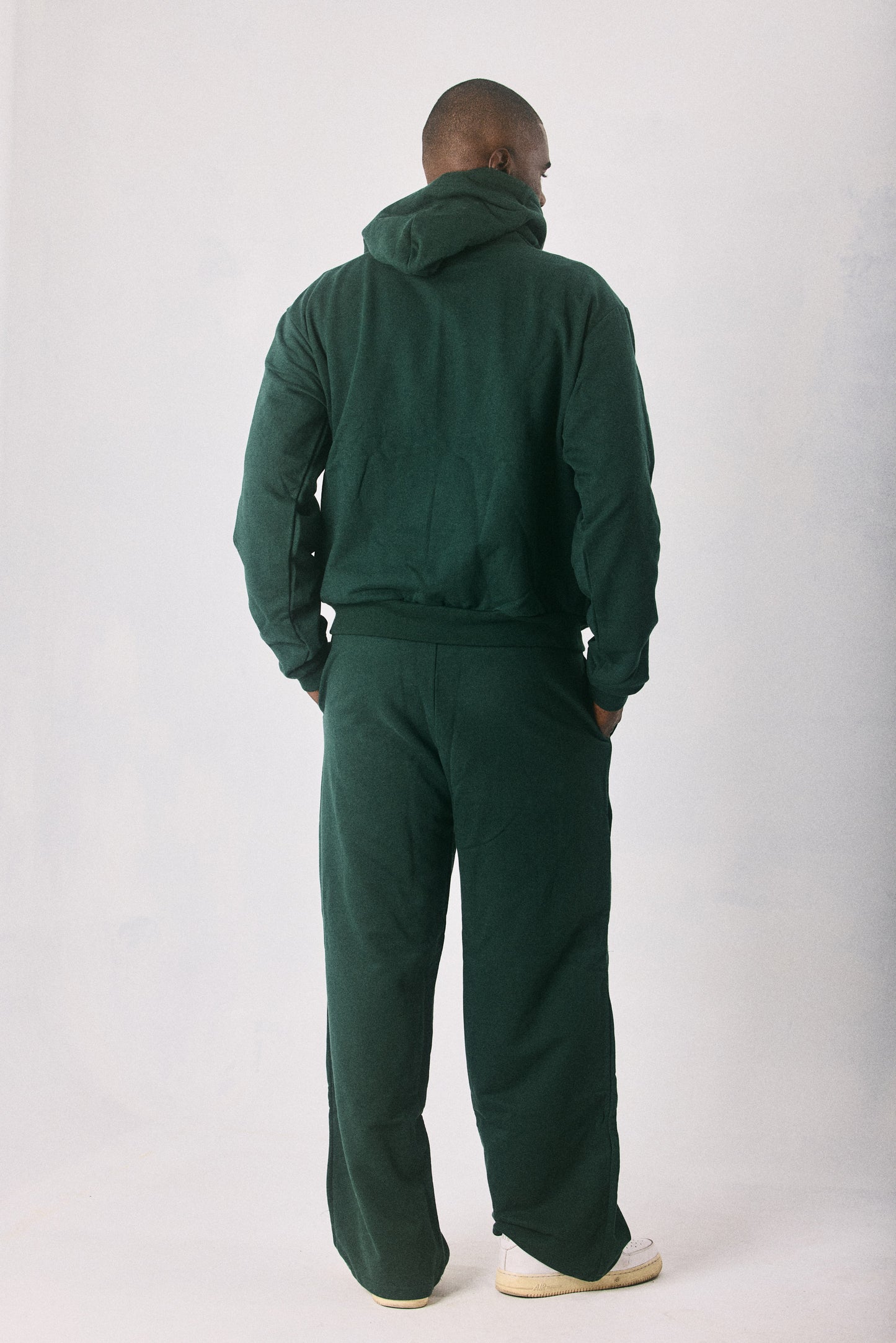 Dark green hoodie and sweatpants set, made in Cape Town
