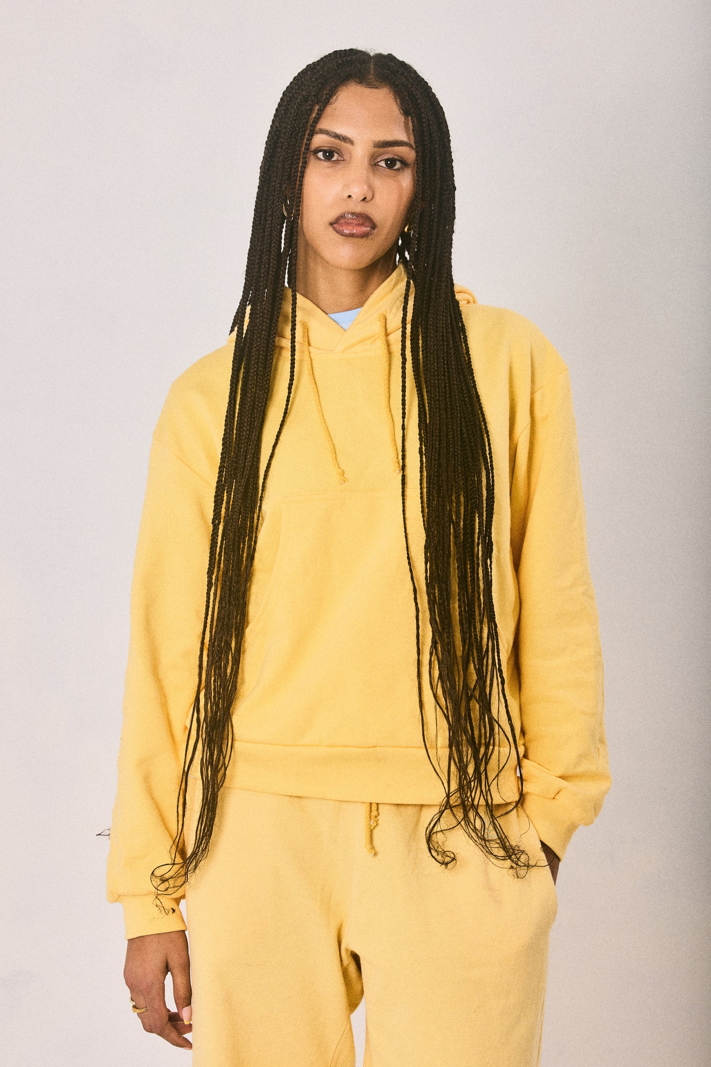 Yellow hoodie and sweatpants set, made in Cape Town