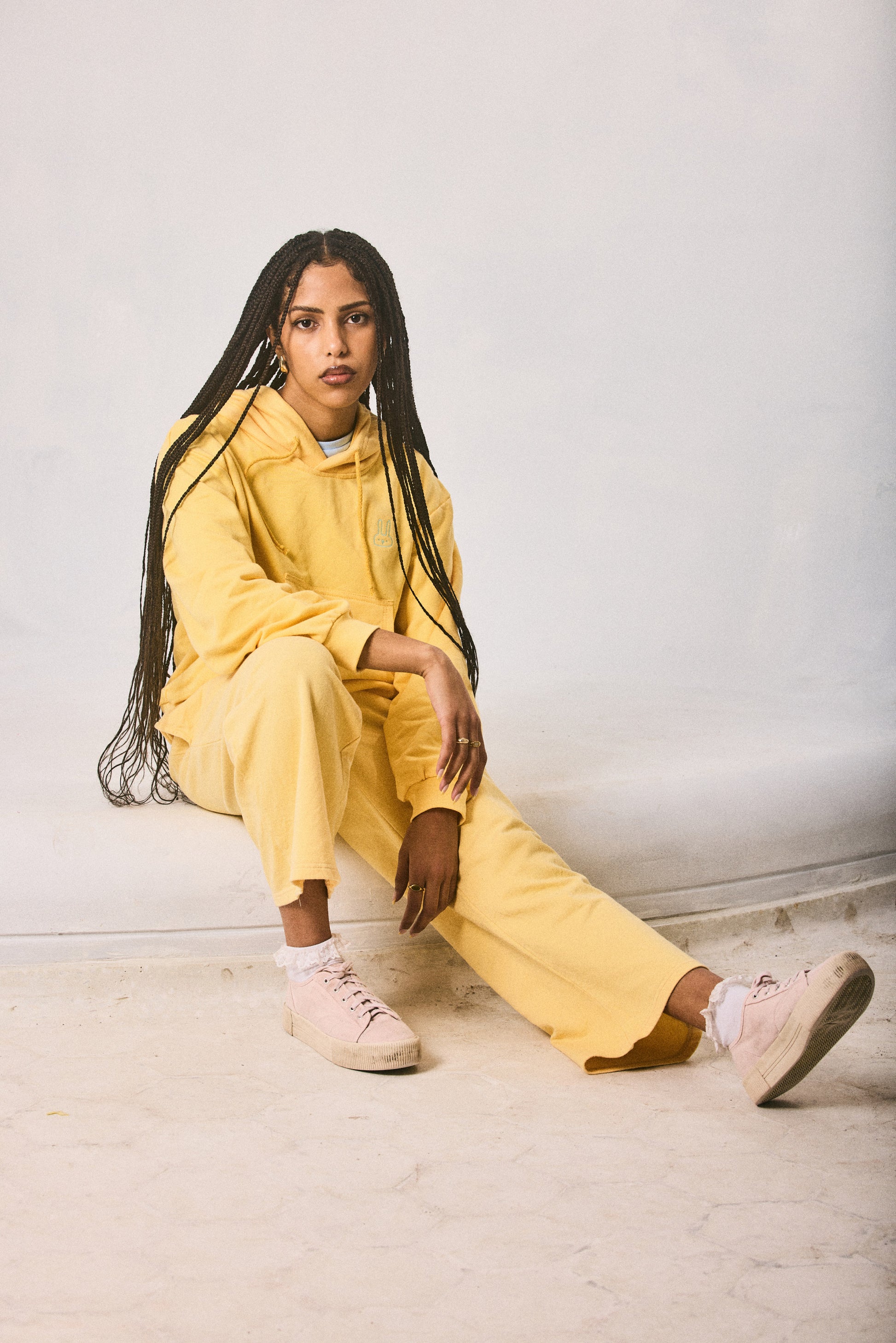 Yellow hoodie and sweatpants set, made in Cape Town