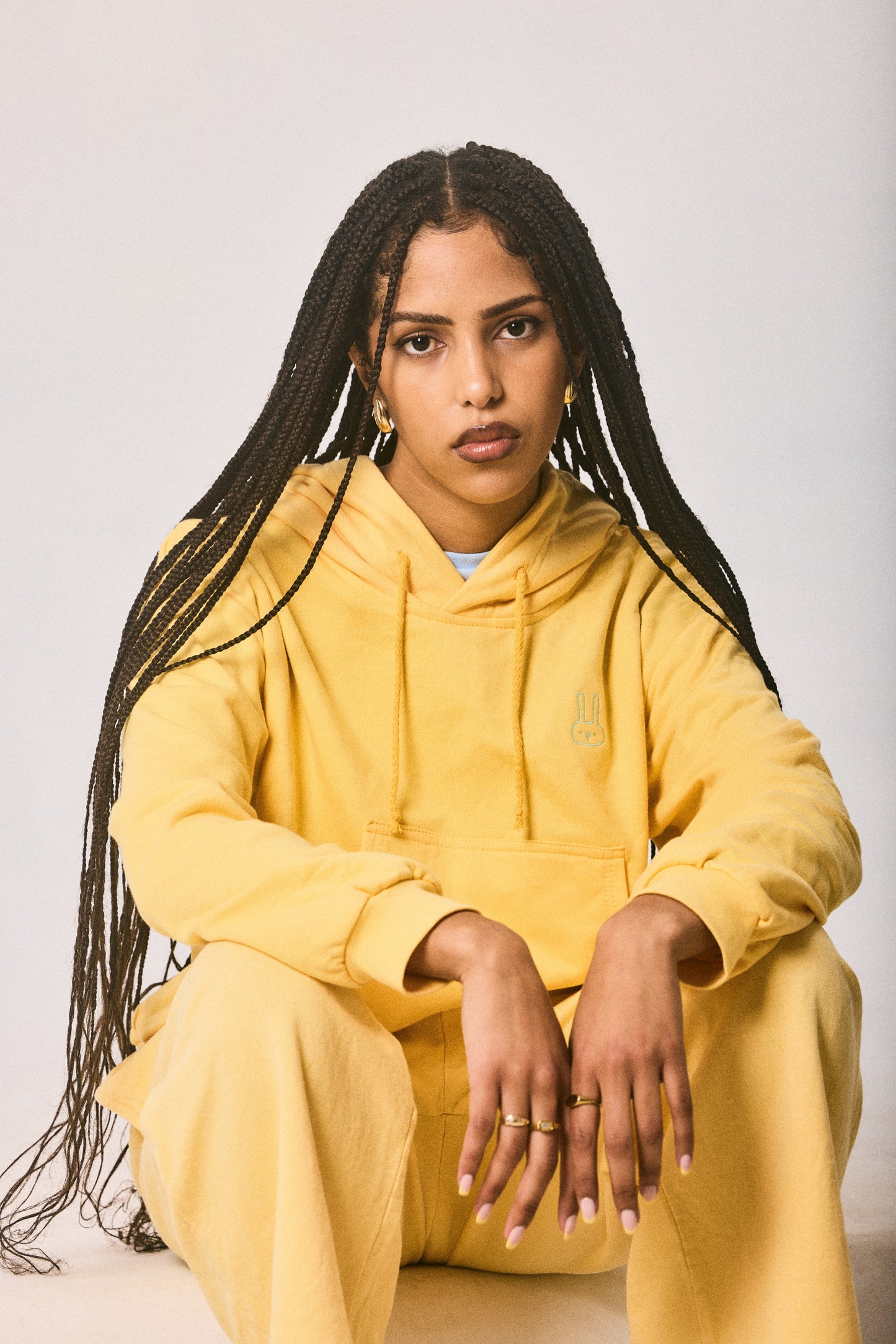 Yellow hoodie and sweatpants set, made in Cape Town