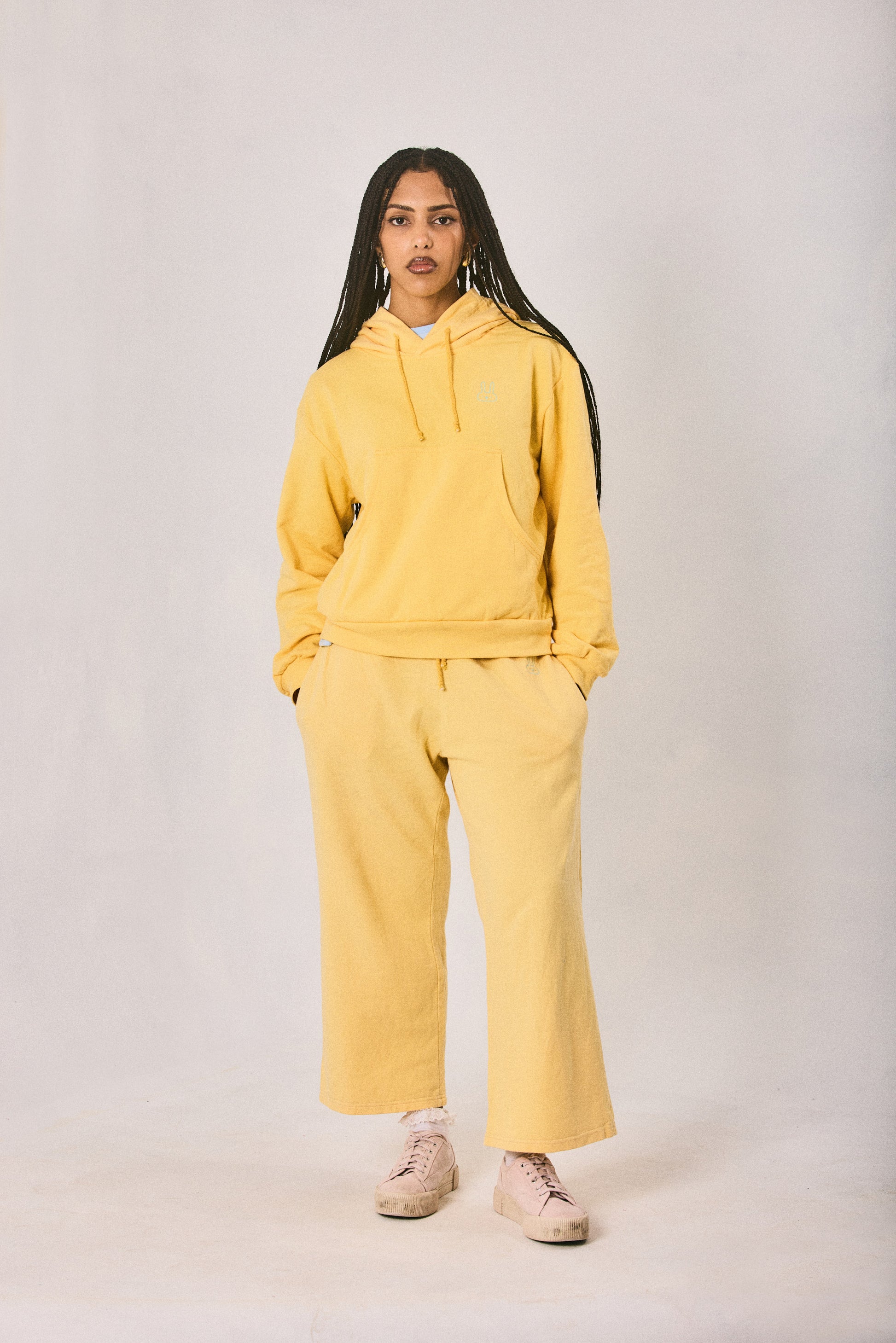 Yellow hoodie and sweatpants set, made in Cape Town