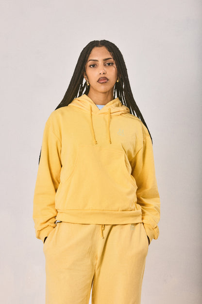 Yellow hoodie and sweatpants set, made in Cape Town