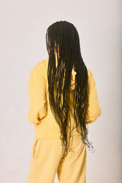 Yellow hoodie and sweatpants set, made in Cape Town