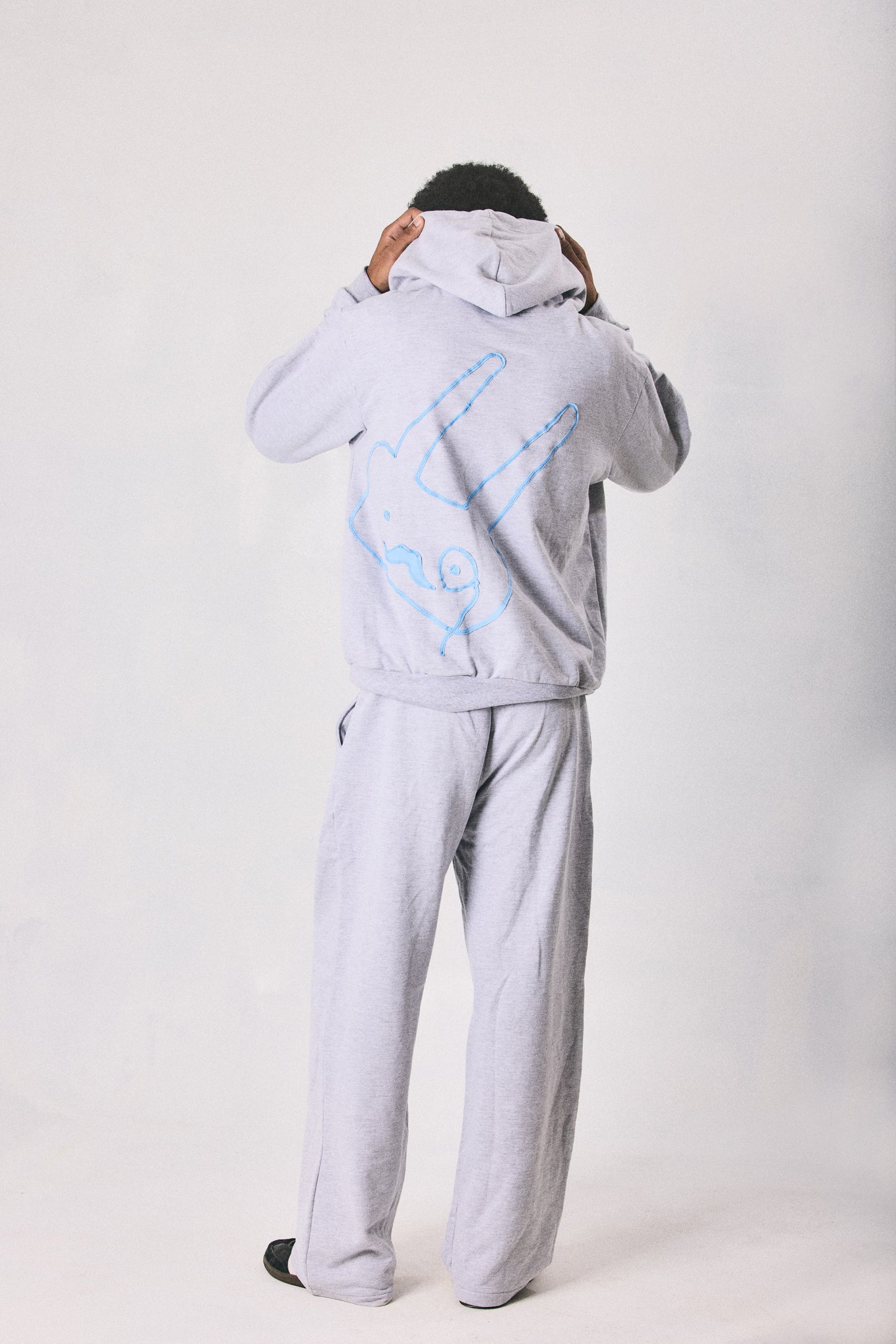 Grey melange hoodie and sweatpants set, made in Cape Town