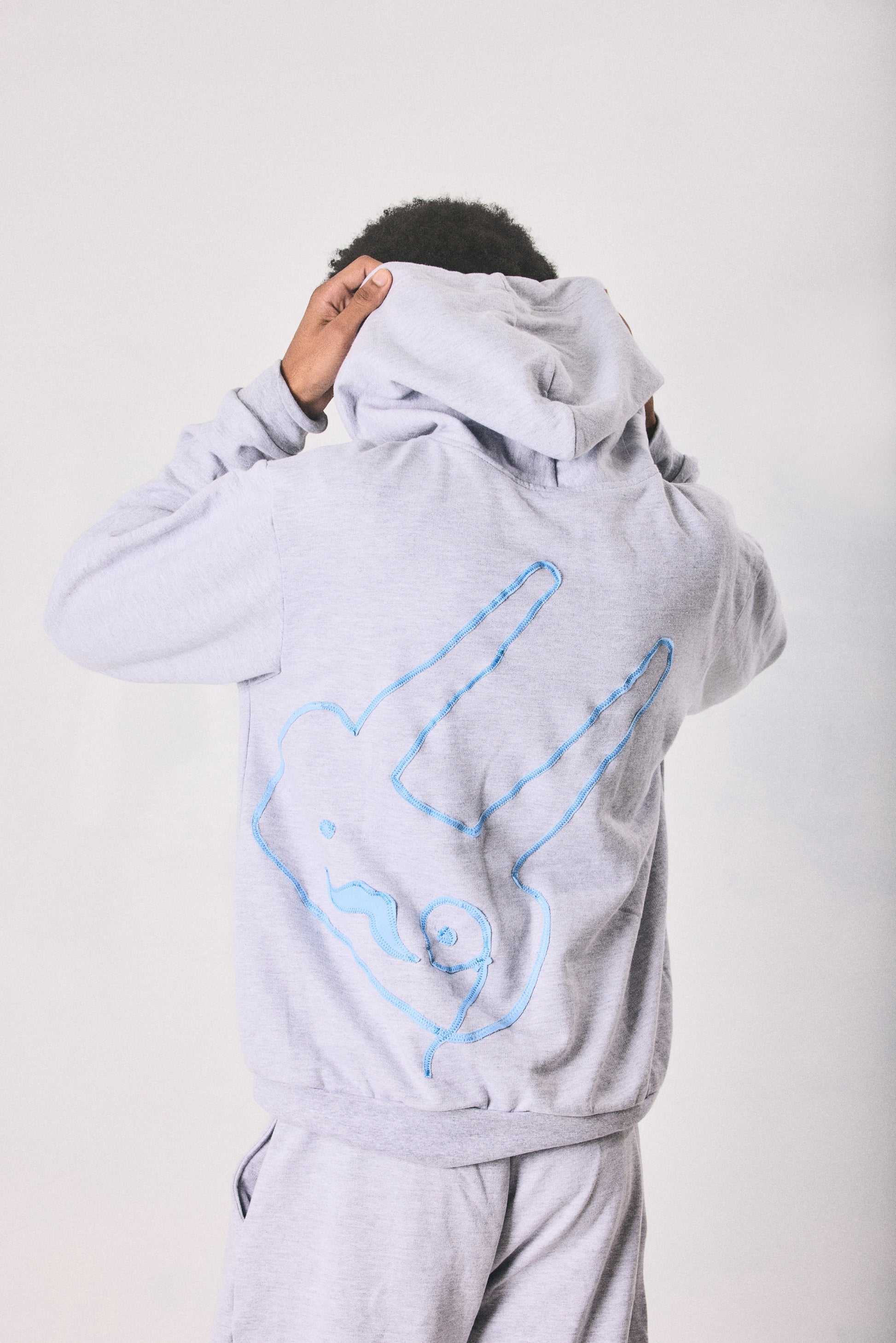Grey melange hoodie and sweatpants set, made in Cape Town