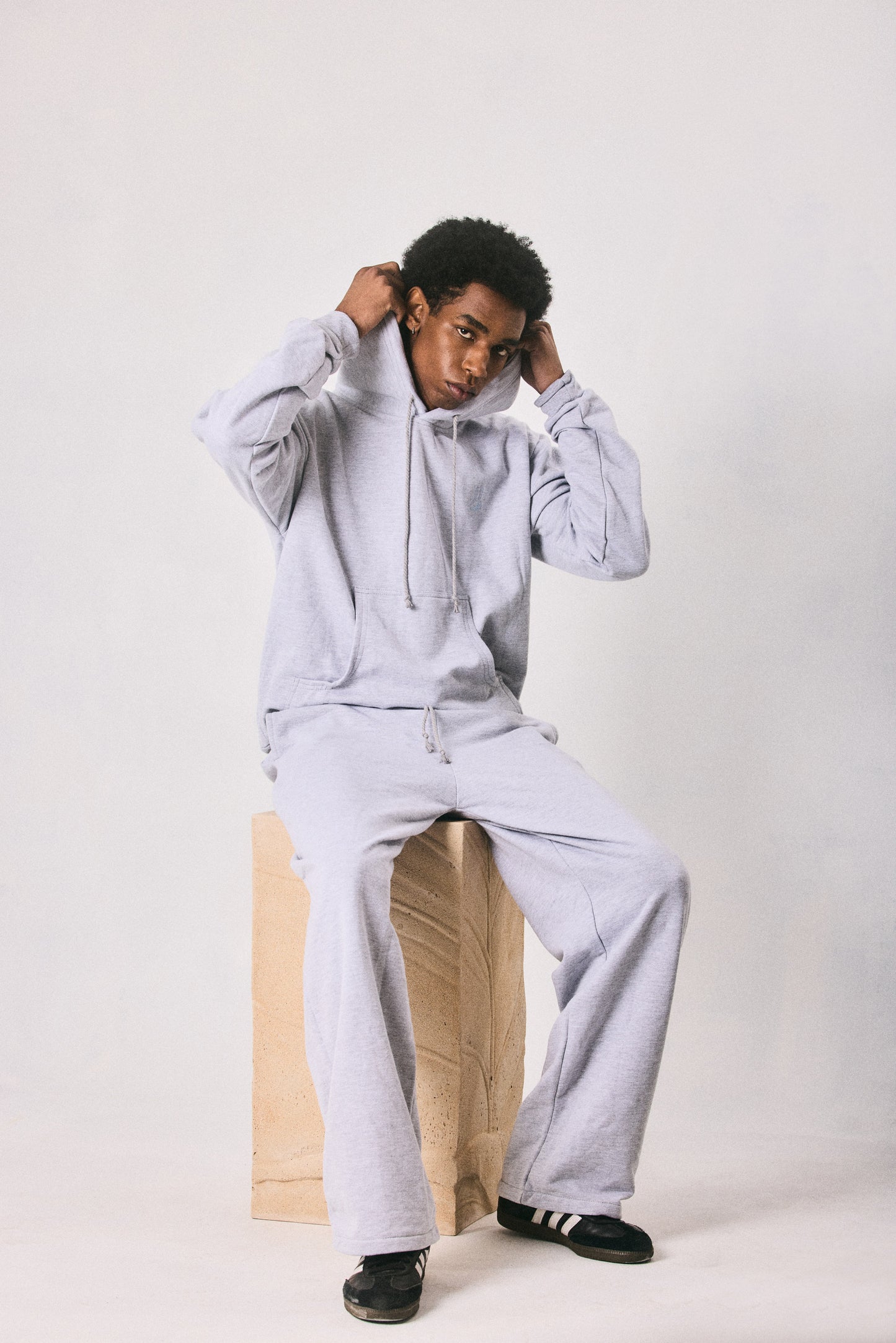 Grey melange hoodie and sweatpants set, made in Cape Town