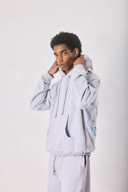 Grey melange hoodie and sweatpants set, made in Cape Town