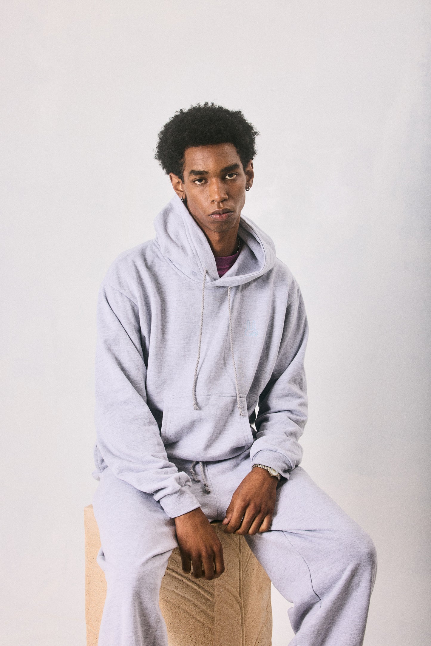 Grey melange hoodie and sweatpants set, made in Cape Town