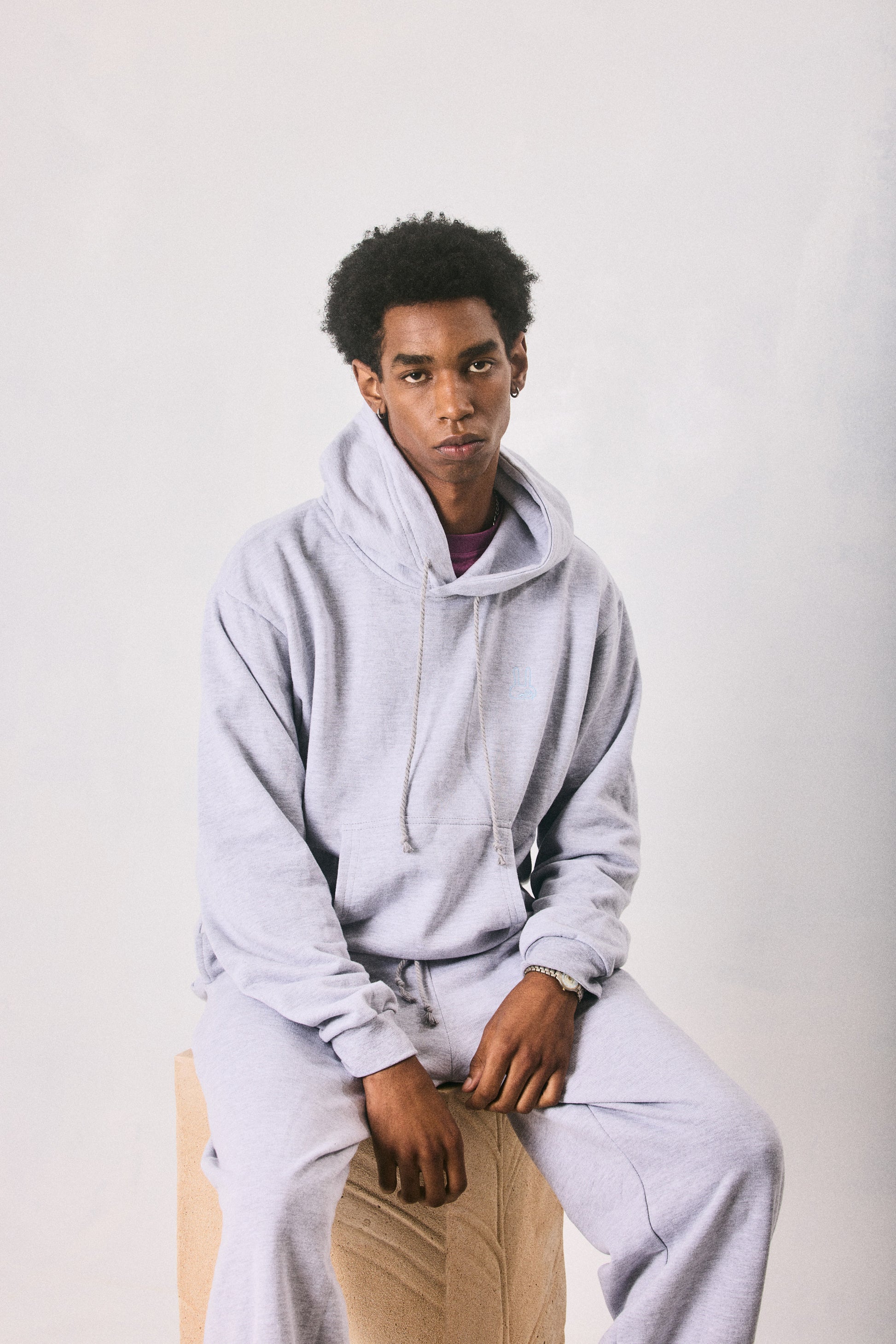 Grey melange hoodie and sweatpants set, made in Cape Town