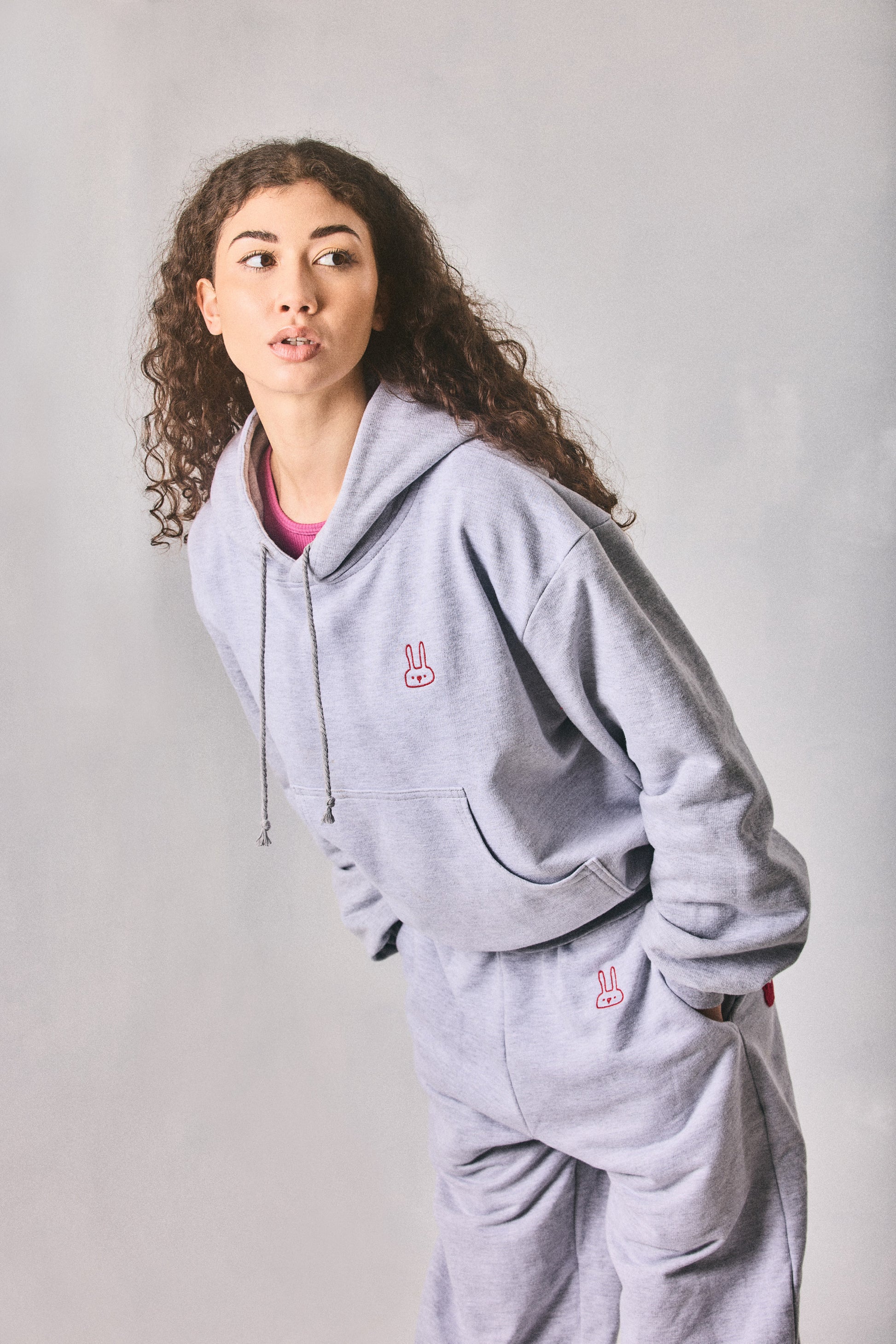Grey melange hoodie and sweatpants set, made in Cape Town