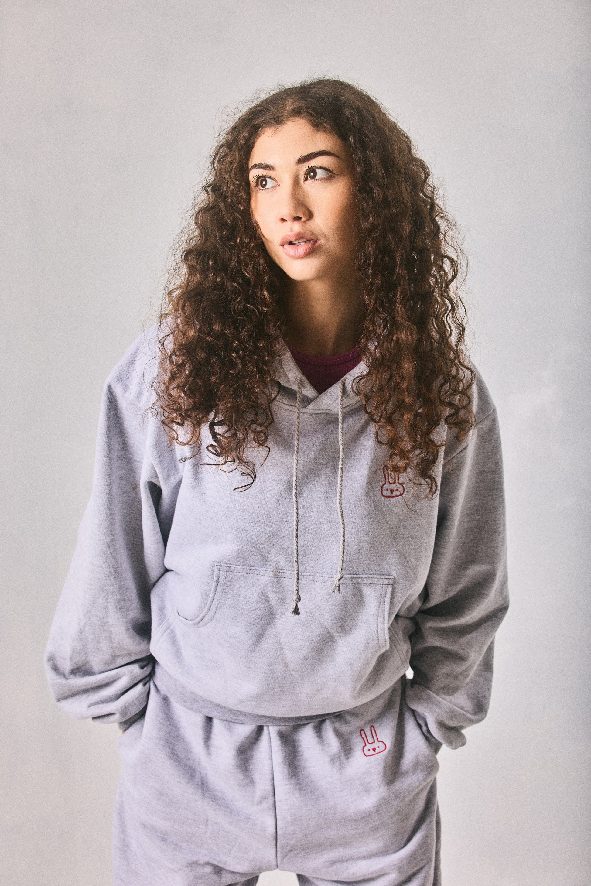 Grey melange hoodie and sweatpants set, made in Cape Town