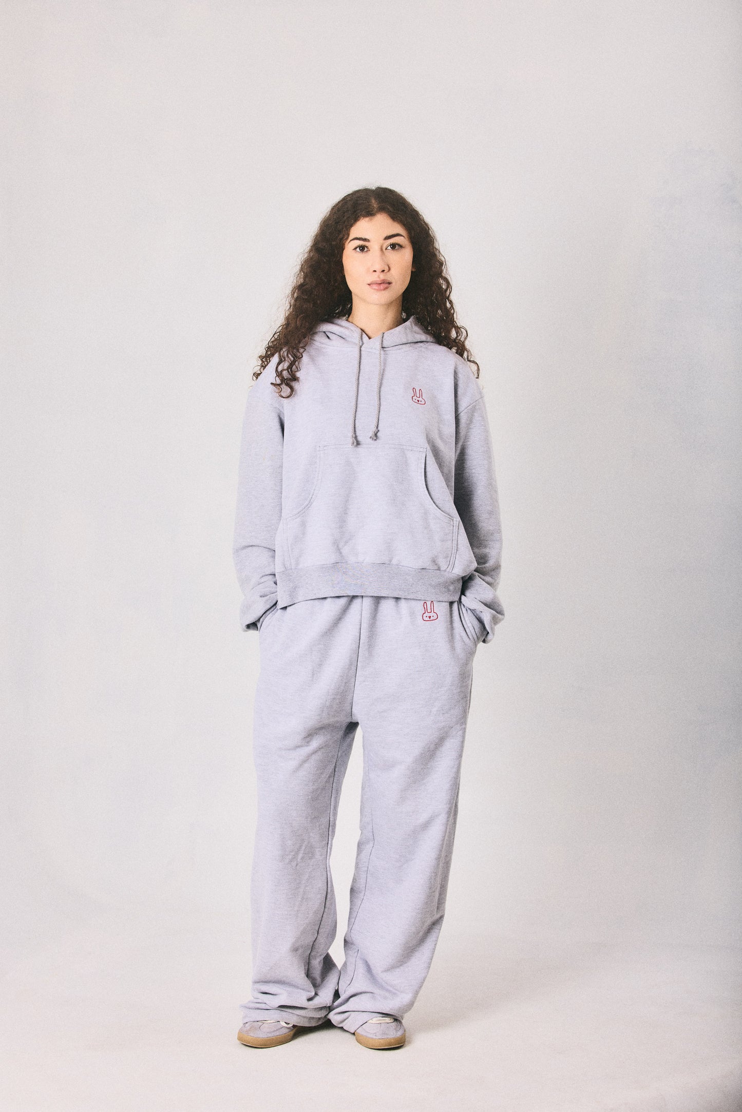 Grey melange hoodie and sweatpants set, made in Cape Town