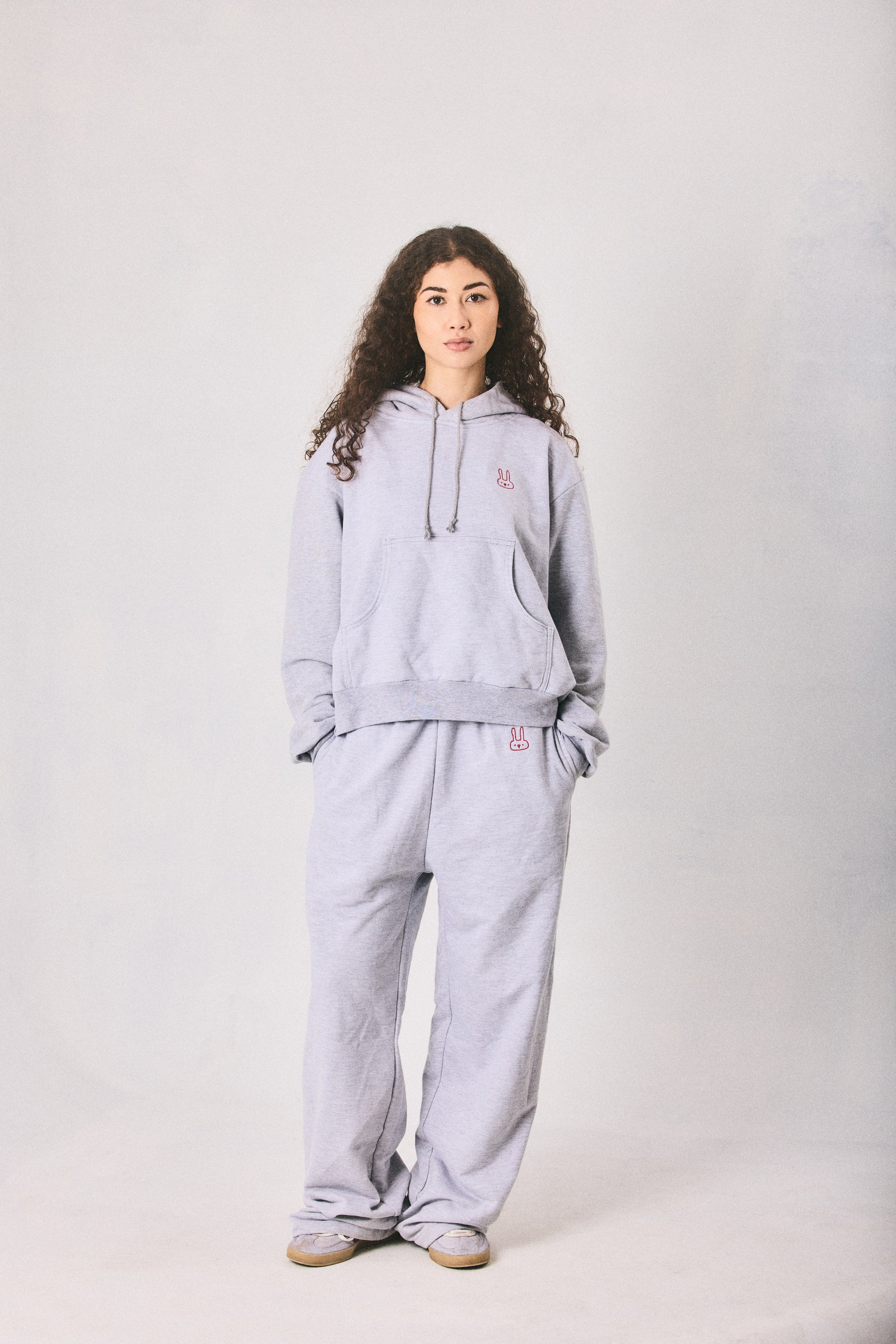 Grey melange hoodie and sweatpants set, made in Cape Town