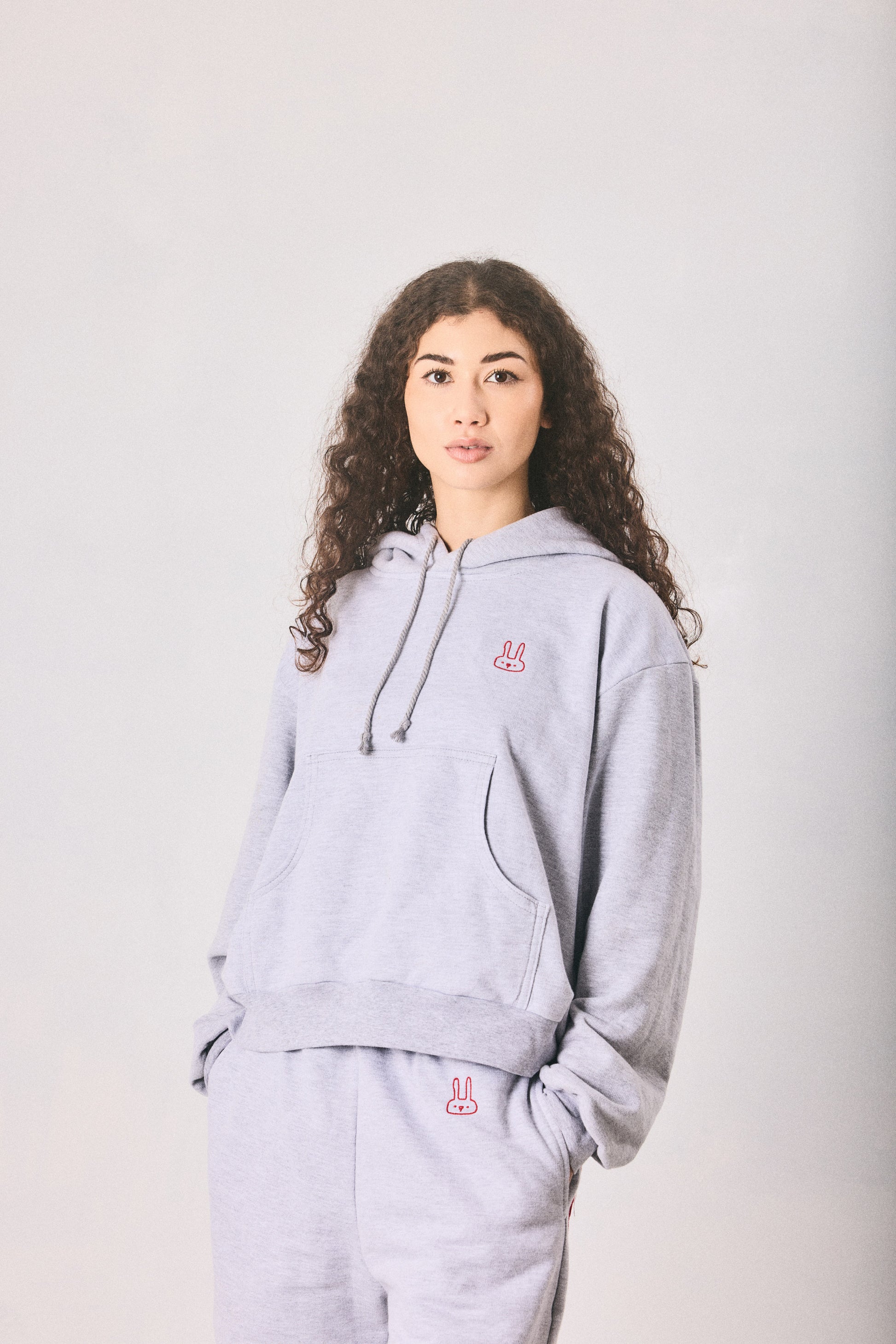 Grey melange hoodie and sweatpants set, made in Cape Town