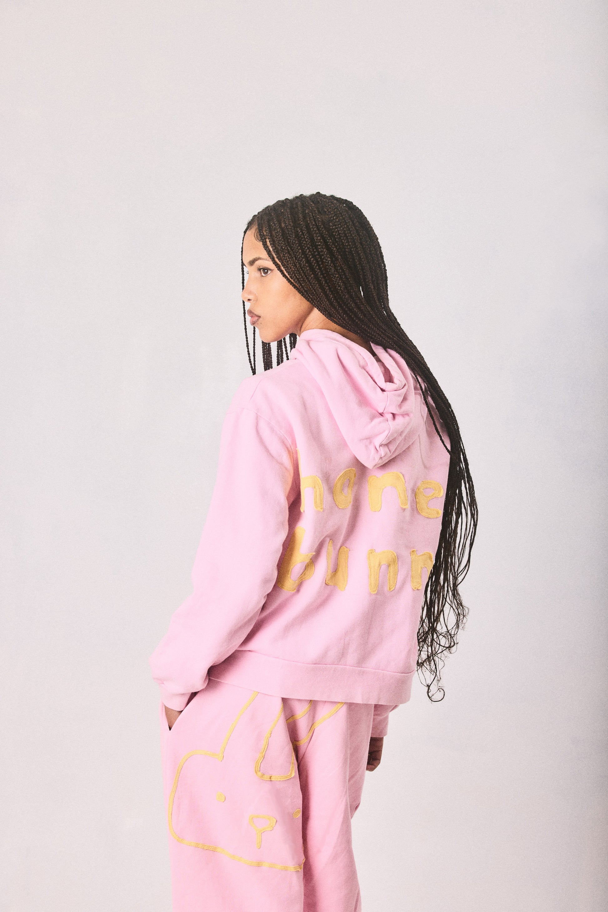 Pink hoodie and sweatpants set, made in Cape Town