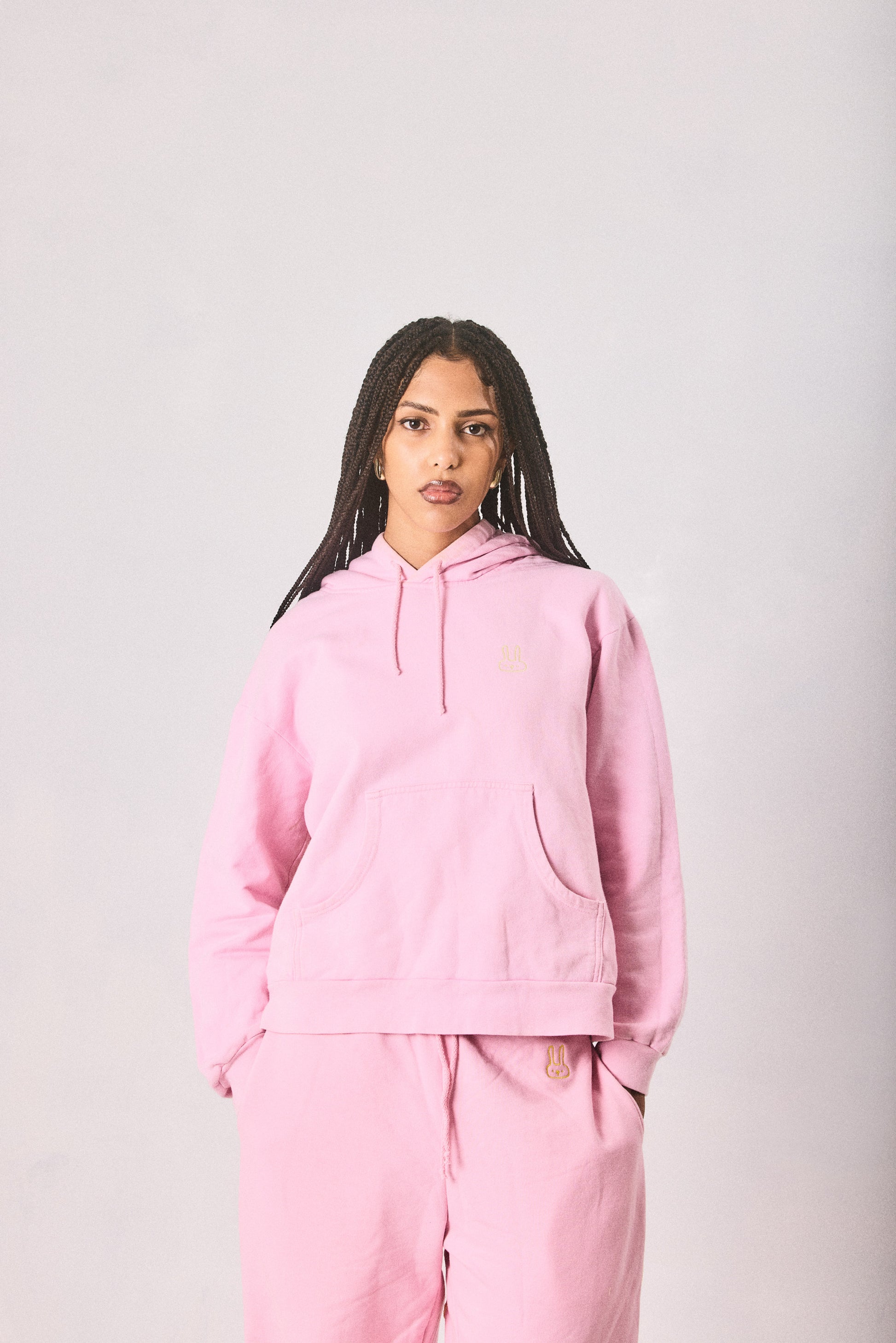 Pink hoodie and sweatpants set, made in Cape Town