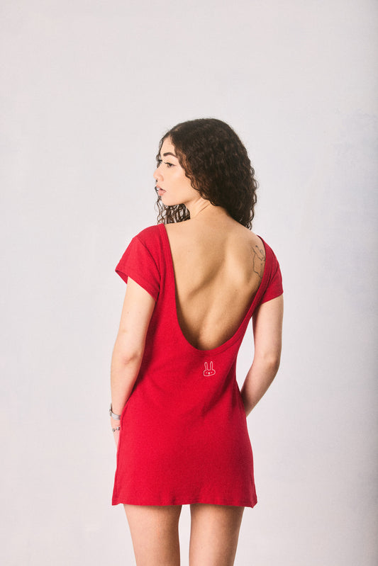 Red Backless Mini Dress, Made in Cape Town