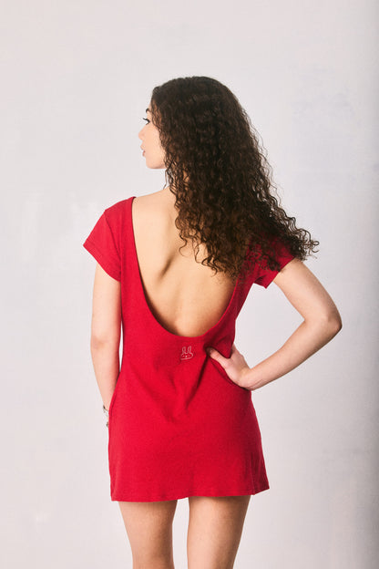 Red Backless Mini Dress, Made in Cape Town