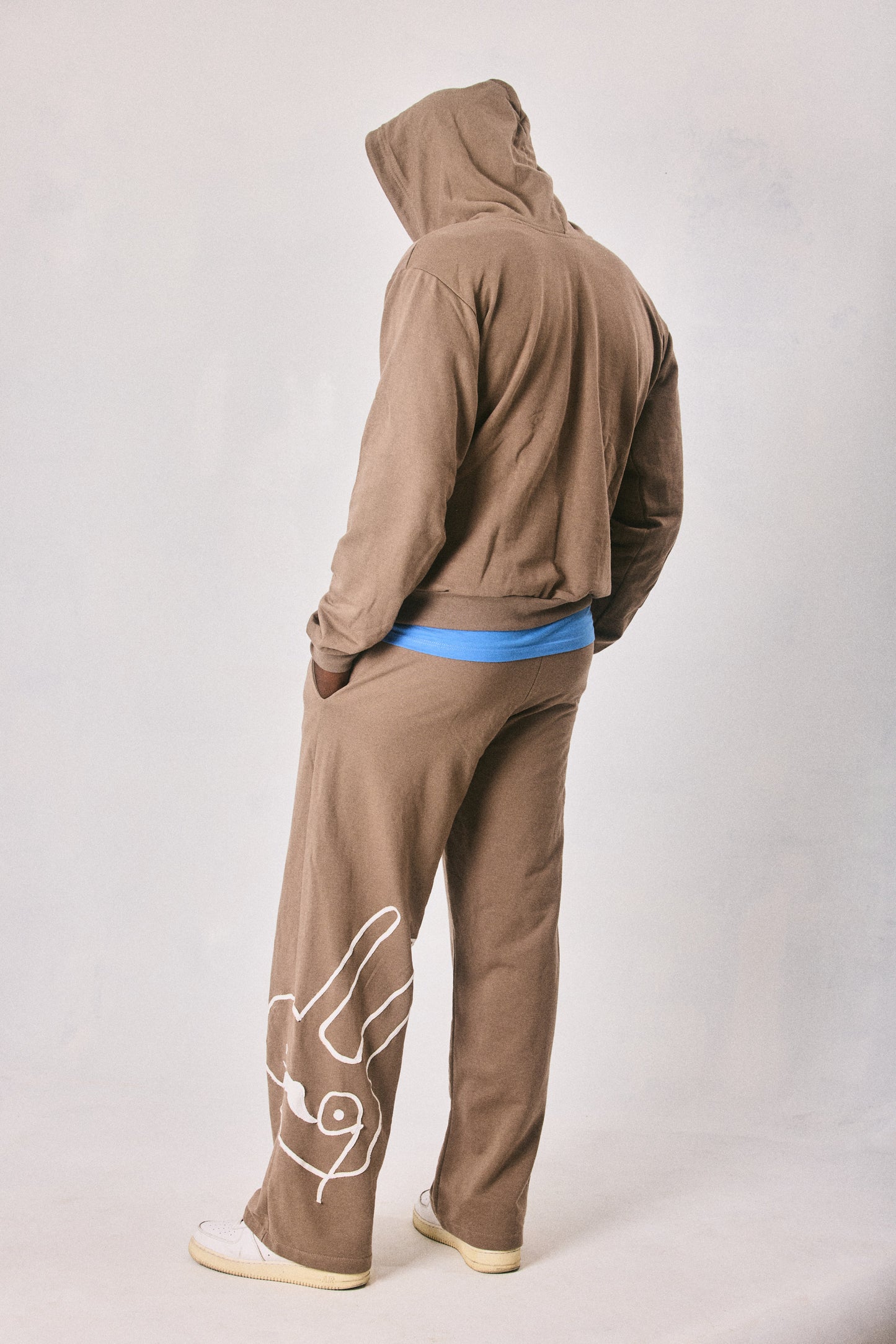Brown hoodie and sweatpants set, made in Cape Town