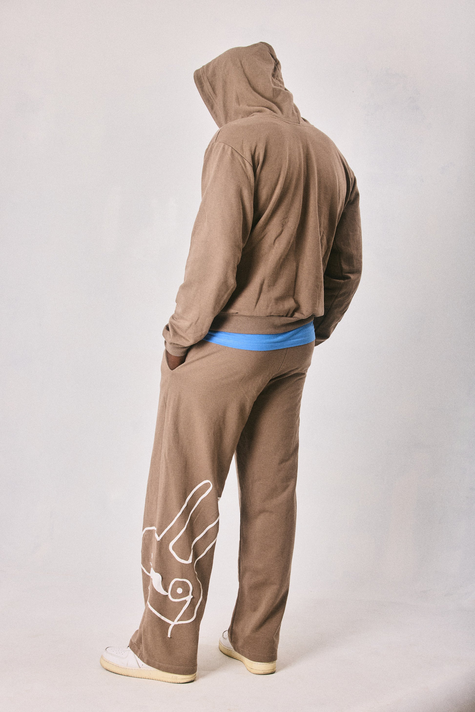 Brown hoodie and sweatpants set, made in Cape Town