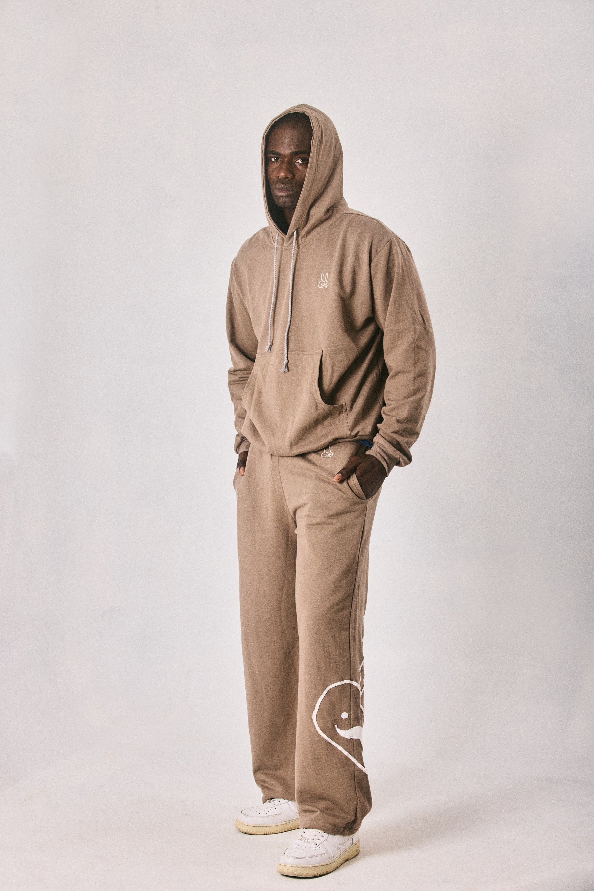 Brown hoodie and sweatpants set, made in Cape Town