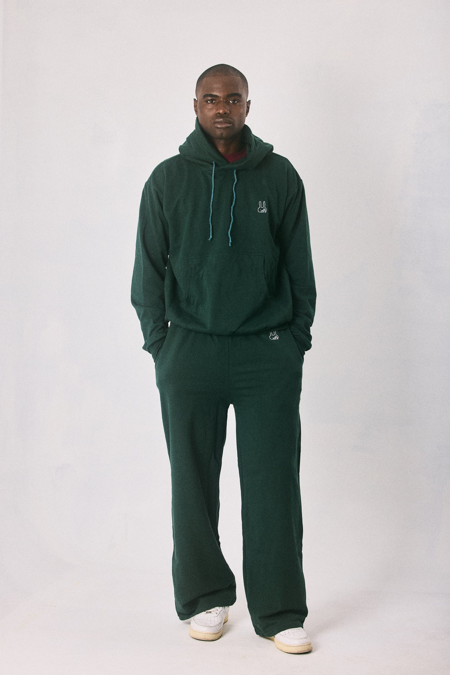 Dark green hoodie and sweatpants set, made in Cape Town