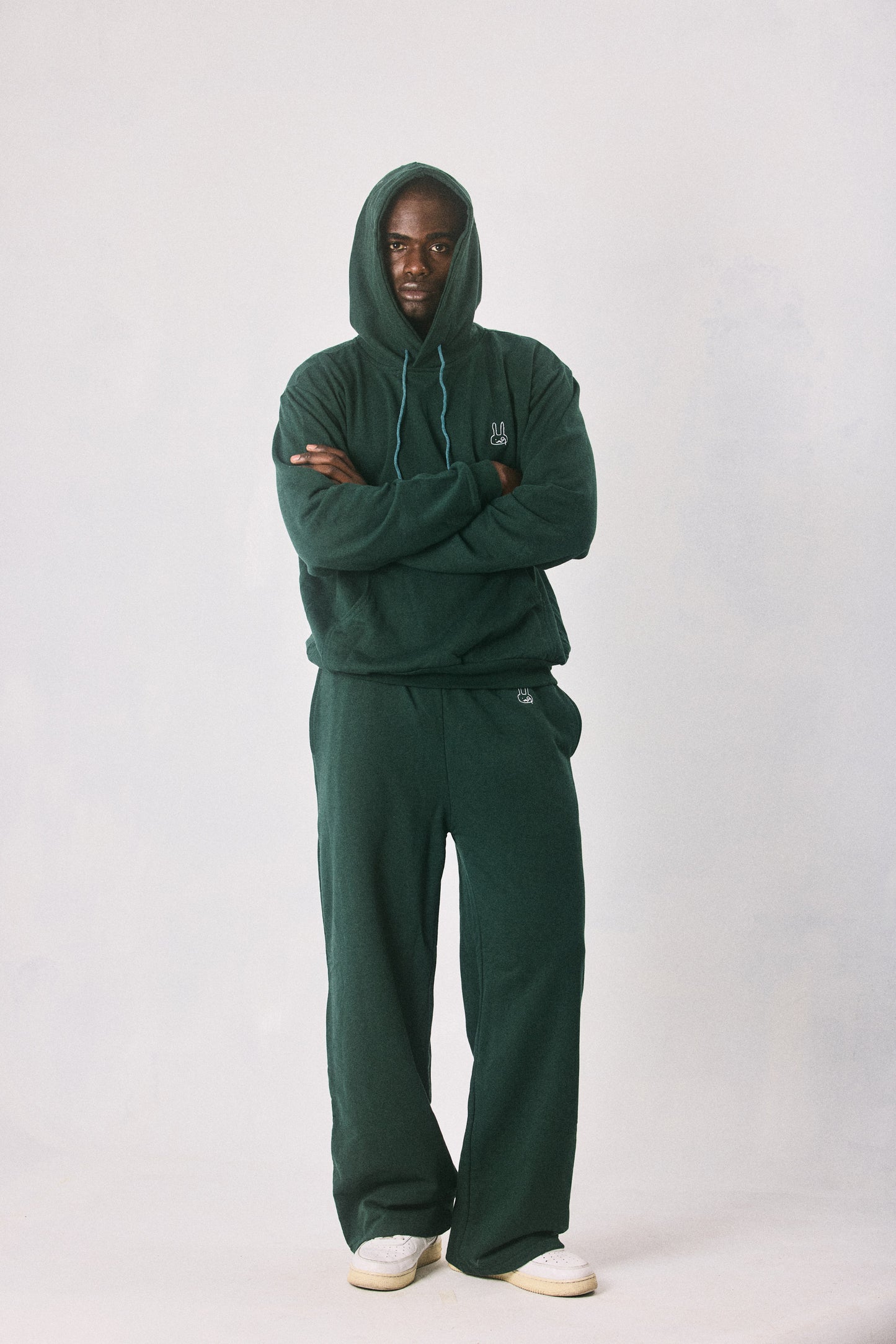 Dark green hoodie and sweatpants set, made in Cape Town