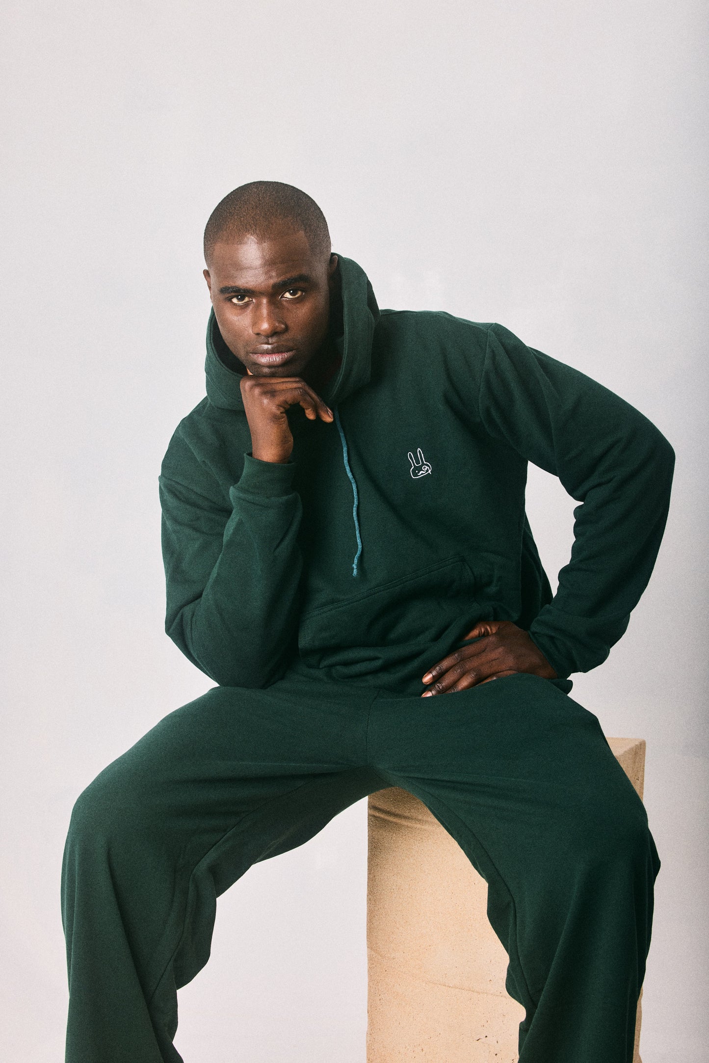 Dark green hoodie and sweatpants set, made in Cape Town