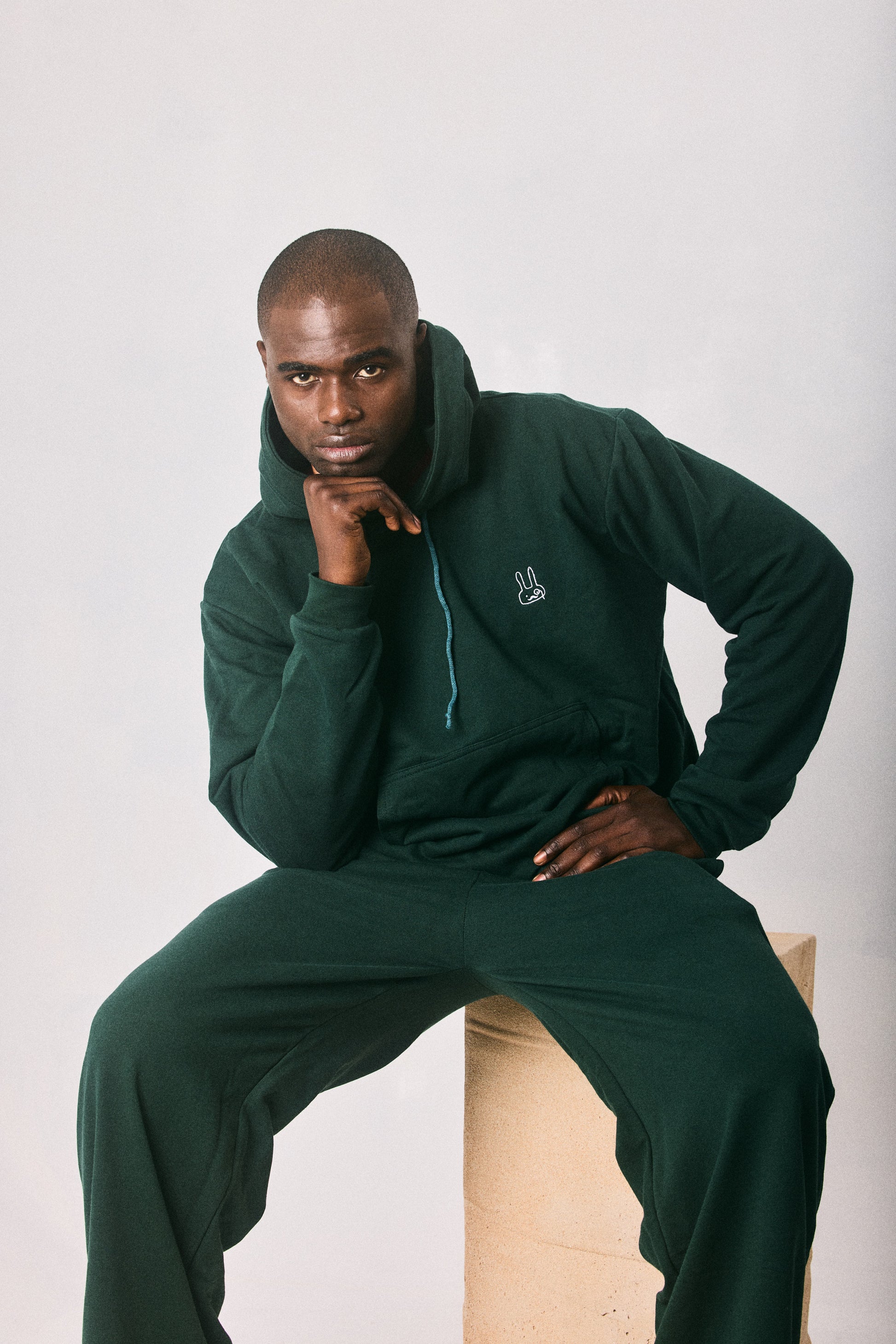 Dark green hoodie and sweatpants set, made in Cape Town