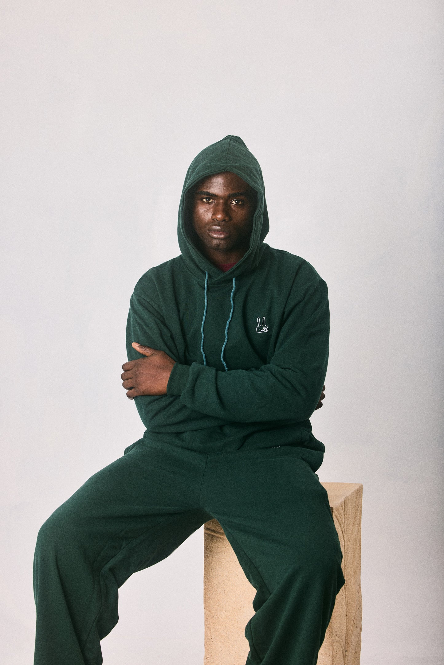 Dark green hoodie and sweatpants set, made in Cape Town